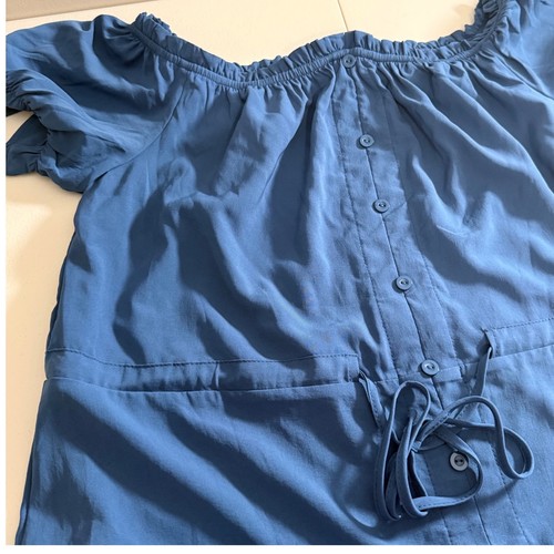 Blue off the shoulder button - the,